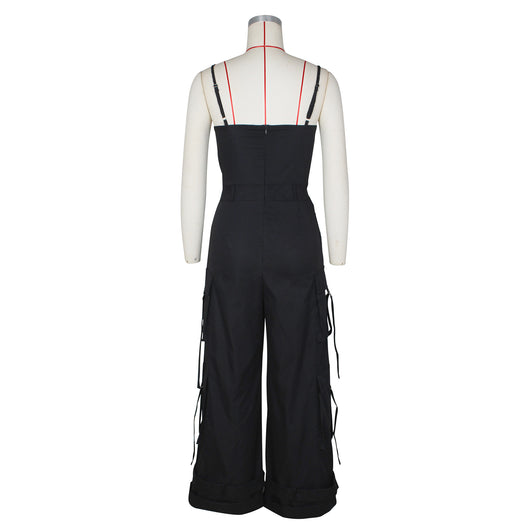 Jumpsuit de Trabajo para Mujer con Bolsillos Múltiples y Pierna Ancha - Image 30