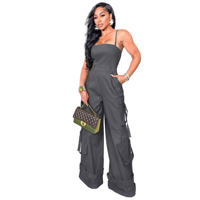 Jumpsuit de Trabajo para Mujer con Bolsillos Múltiples y Pierna Ancha - Image 31