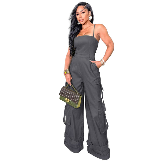 Jumpsuit de Trabajo para Mujer con Bolsillos Múltiples y Pierna Ancha - Image 31