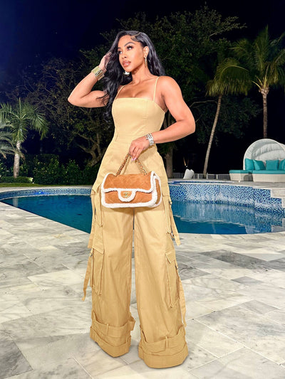 Jumpsuit de Trabajo para Mujer con Bolsillos Múltiples y Pierna Ancha - Image 36