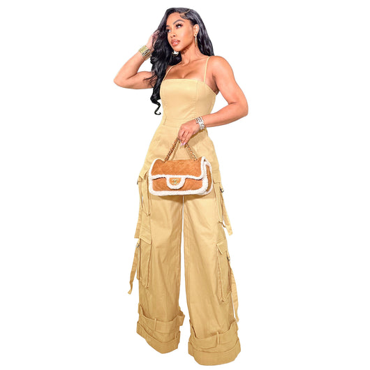 Jumpsuit de Trabajo para Mujer con Bolsillos Múltiples y Pierna Ancha - Image 44