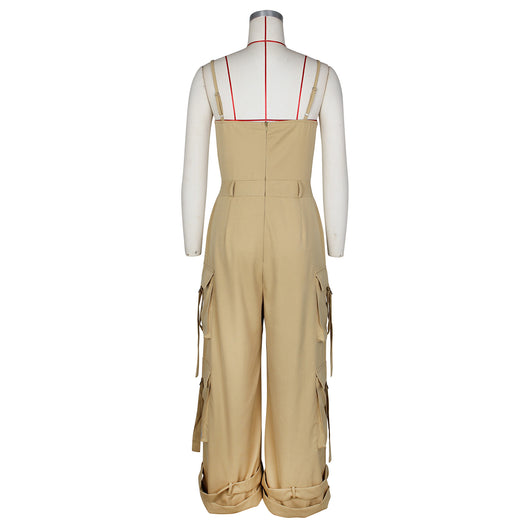 Jumpsuit de Trabajo para Mujer con Bolsillos Múltiples y Pierna Ancha - Image 46