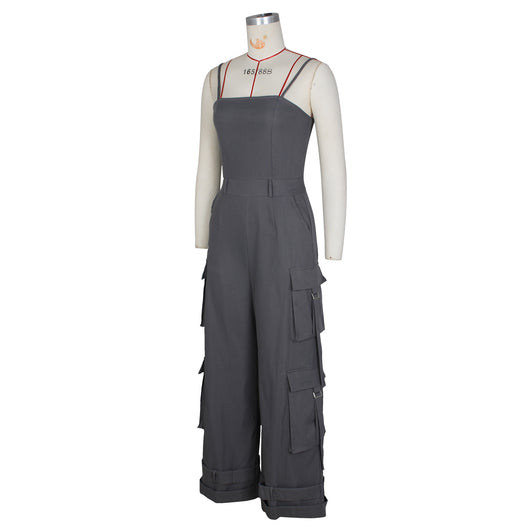 Jumpsuit de Trabajo para Mujer con Bolsillos Múltiples y Pierna Ancha - Image 48