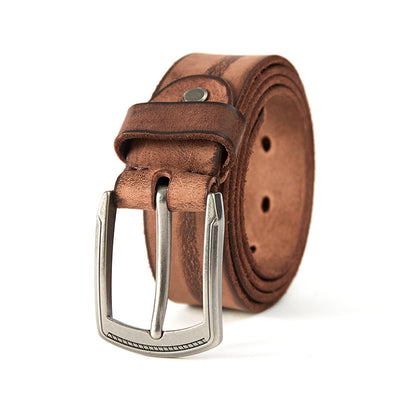 Cinturón de Cuero Vacuno con Hebilla Vintage para Hombre - Image 8