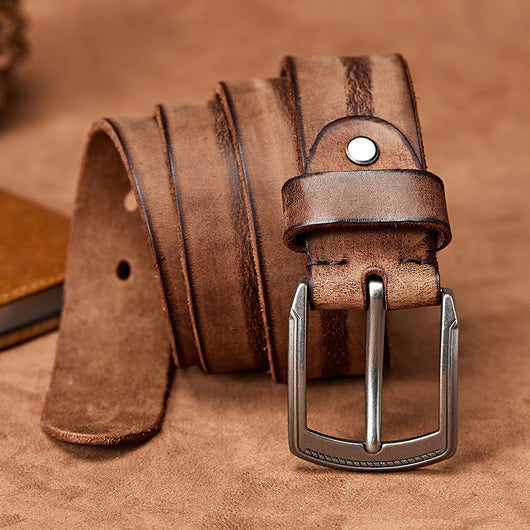 Cinturón de Cuero Vacuno con Hebilla Vintage para Hombre - Image 13