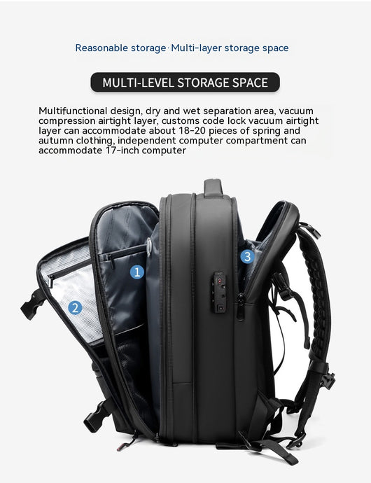 Mochila Ejecutiva Multifunción con Compartimento para Laptop y Compresión de Vacío - Image 30