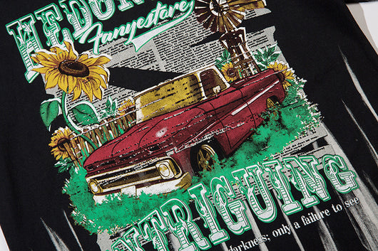 Camiseta Hip Hop Urbana con Estampado Cartoon Desgastado para Hombre - Image 25