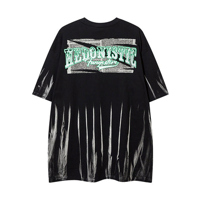 Camiseta Hip Hop Urbana con Estampado Cartoon Desgastado para Hombre - Image 31