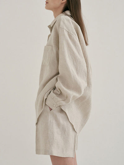 Conjunto de Lino para Mujer: Camisa y Shorts Sueltos - Image 12
