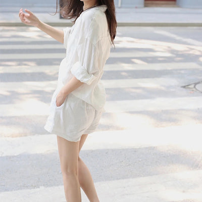 Conjunto de Lino para Mujer: Camisa y Shorts Sueltos - Image 14