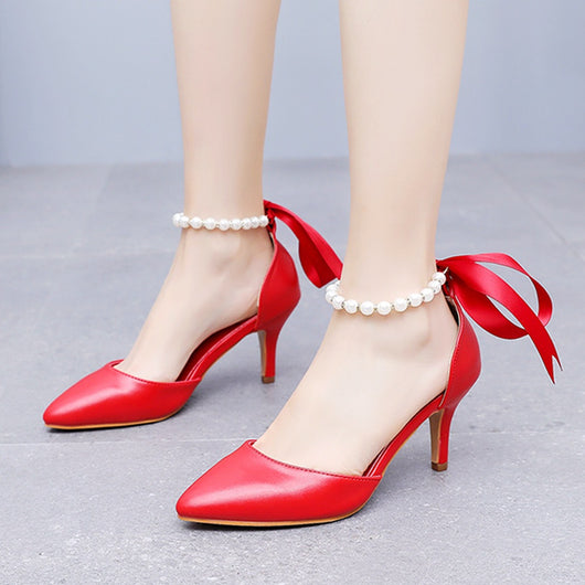 Sandalias de Tacón Medio con Pedrería y Moño - Zapatos de Fiesta en Cuero PU Suave - Image 15