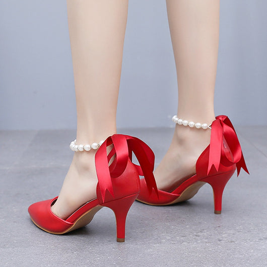 Sandalias de Tacón Medio con Pedrería y Moño - Zapatos de Fiesta en Cuero PU Suave - Image 16
