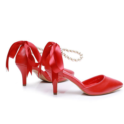 Sandalias de Tacón Medio con Pedrería y Moño - Zapatos de Fiesta en Cuero PU Suave - Image 20