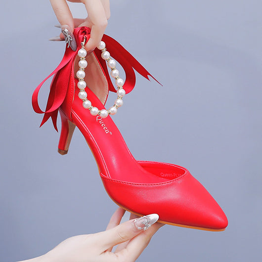 Sandalias de Tacón Medio con Pedrería y Moño - Zapatos de Fiesta en Cuero PU Suave - Image 23