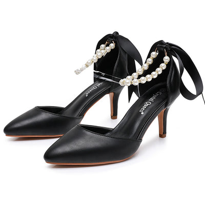 Sandalias de Tacón Medio con Pedrería y Moño - Zapatos de Fiesta en Cuero PU Suave - Image 24
