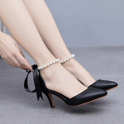 Sandalias de Tacón Medio con Pedrería y Moño - Zapatos de Fiesta en Cuero PU Suave - Image 26