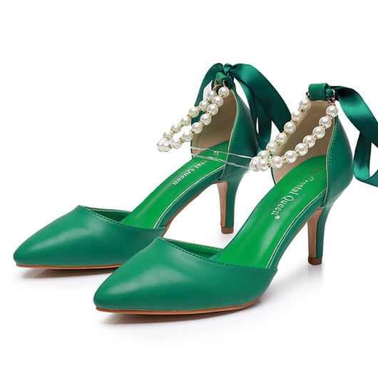 Sandalias de Tacón Medio con Pedrería y Moño - Zapatos de Fiesta en Cuero PU Suave - Image 28