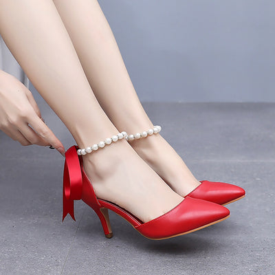 Sandalias de Tacón Medio con Pedrería y Moño - Zapatos de Fiesta en Cuero PU Suave - Image 29