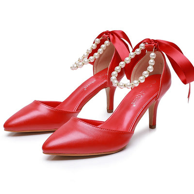 Sandalias de Tacón Medio con Pedrería y Moño - Zapatos de Fiesta en Cuero PU Suave - Image 33