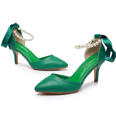 Sandalias de Tacón Medio con Pedrería y Moño - Zapatos de Fiesta en Cuero PU Suave - Image 35