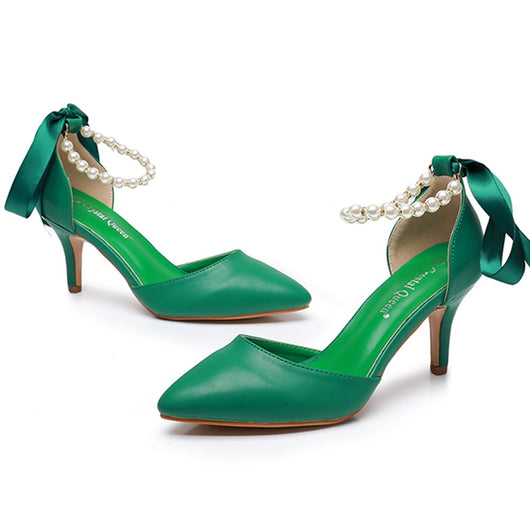 Sandalias de Tacón Medio con Pedrería y Moño - Zapatos de Fiesta en Cuero PU Suave - Image 35