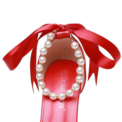 Sandalias de Tacón Medio con Pedrería y Moño - Zapatos de Fiesta en Cuero PU Suave - Image 39