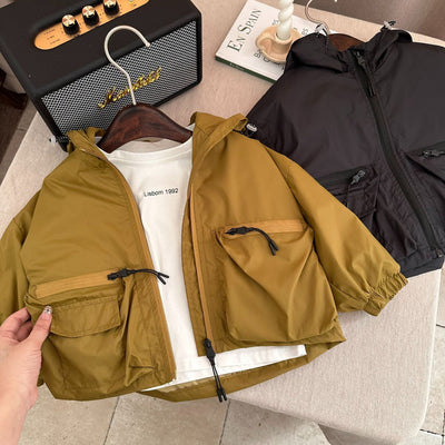 Chaqueta Impermeable Niño Color Sólido con Capucha - Image 16