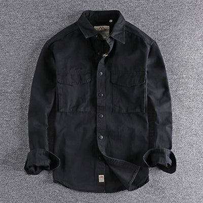 Camisa de Trabajo Retro con Bolsillos 3D - Algodón Manga Larga Hombre - Image 22
