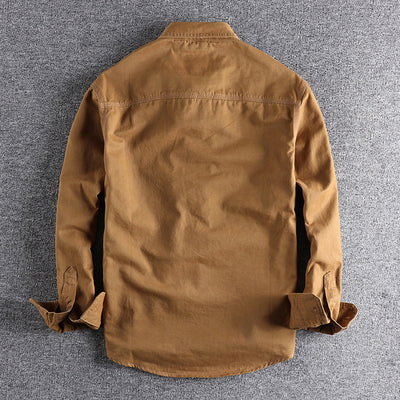 Camisa de Trabajo Retro con Bolsillos 3D - Algodón Manga Larga Hombre - Image 33