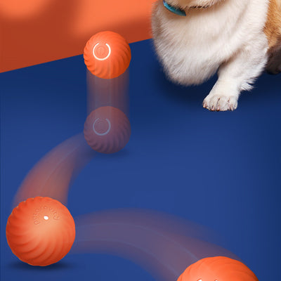 Blue gravitational jumping pet ball with a power button, shown next to an orange replacement shell for the toy. - Image 26