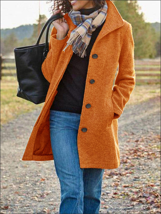 Abrigo Cardigan de Lana para Mujer con Cierre de Hebilla Decorativa - Image 2