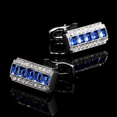 Gemelos de Cristal Bicolor Azul y Blanco para Camisa Francesa de Negocios - Image 10