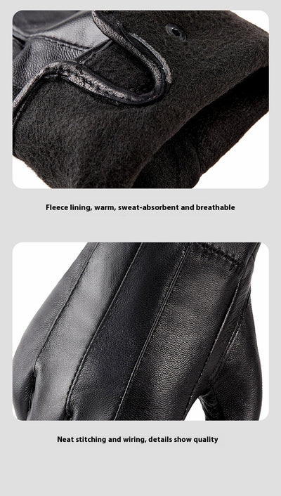 Guantes de Cuero Genuino Unisex con Forro Polar para Otoño e Invierno - Image 15