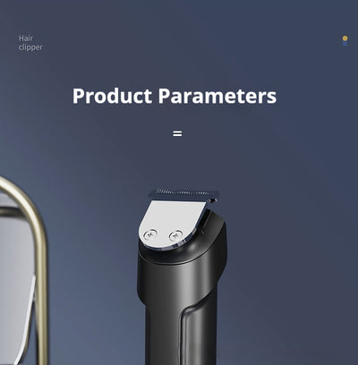 White electric hair clipper with a black top, silver blade, digital display, and power button on a dark base. - Image 11