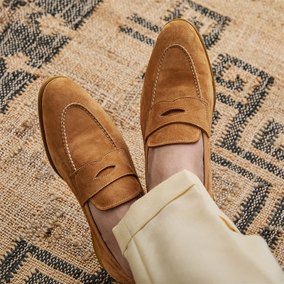 Mocasines Hombre Punta Redonda Gamuza Marrón - Image 10