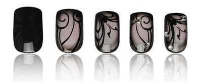 Uñas Postizas Negras Estilo Dark Ins con Diseño de Viñas - Image 8