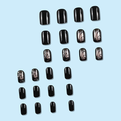 Uñas Postizas Negras Estilo Dark Ins con Diseño de Viñas - Image 10