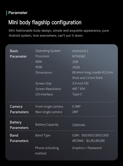 Smartphone Compacto S23PRO - Pantalla 3.0", Android, 16GB, Conectividad 3G y WiFi - Image 47