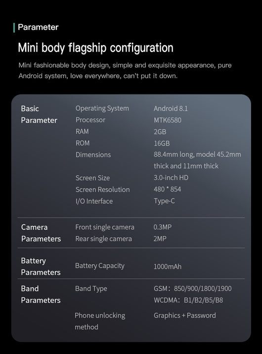 Smartphone Compacto S23PRO - Pantalla 3.0", Android, 16GB, Conectividad 3G y WiFi - Image 47