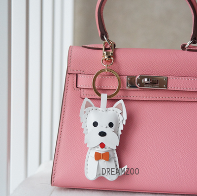 Llavero West Highland White Terrier en Cuero - Accesorio Zodíaco para Bolso - Image 7