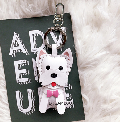Llavero West Highland White Terrier en Cuero - Accesorio Zodíaco para Bolso - Image 9