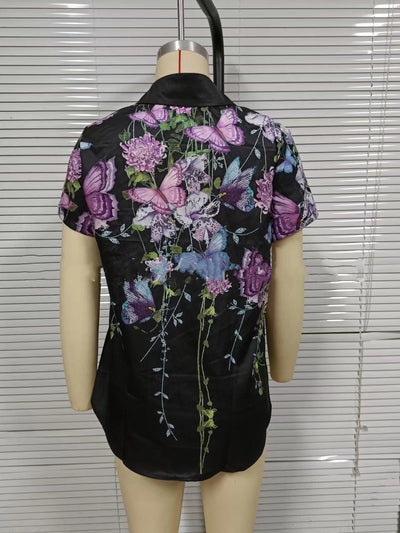 Blusa Ejecutiva con Estampado Digital Geométrico y Cuello Solapa - Image 12