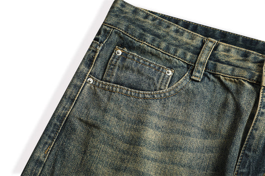Jeans Vintage Holgados Teñidos Amarillo Barro para Hombre - Image 27