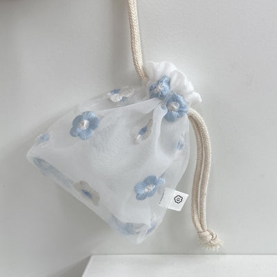 Bolsa de Almacenamiento Pequeña con Bordado Floral y Cordón Ajustable - Image 10