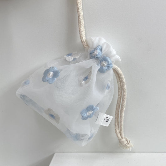 Bolsa de Almacenamiento Pequeña con Bordado Floral y Cordón Ajustable - Image 10