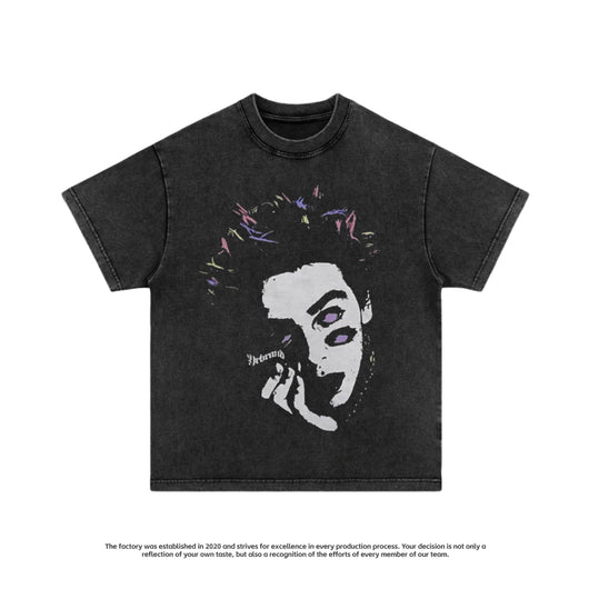 Camiseta Hombre Estilo Retro Americano Cuello Redondo Suelta Estampada Manga Corta - Image 8