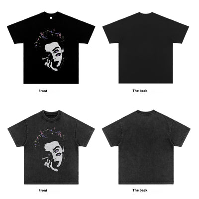Camiseta Hombre Estilo Retro Americano Cuello Redondo Suelta Estampada Manga Corta - Image 10