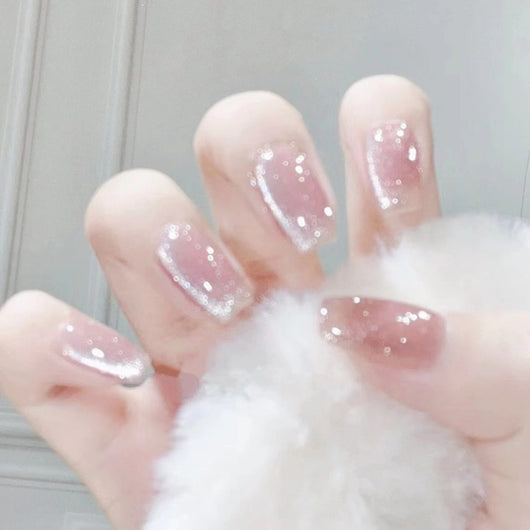 Uñas de Gato Cristal Blanco Efecto Ojo de Gato - Largo Medio - Image 11