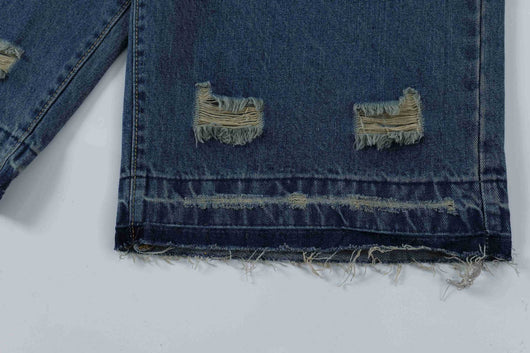 Shorts Vaquero Recto Desgastado con Roturas Retro para Hombre - Image 34