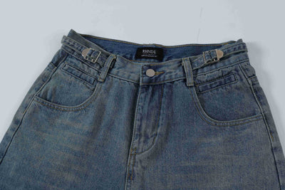 Shorts Vaquero Recto Desgastado con Roturas Retro para Hombre - Image 42